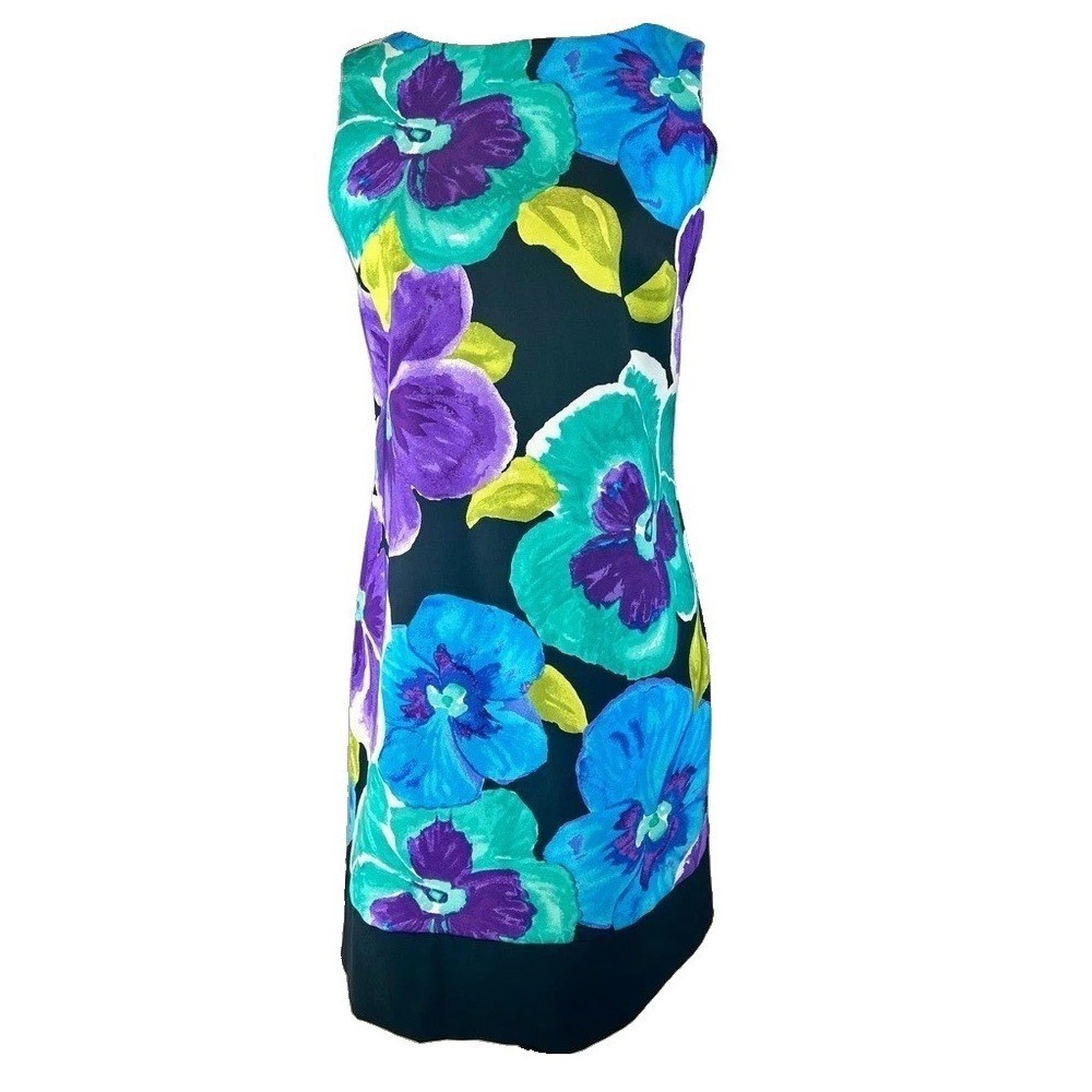 AB Studio Sheath Dress Floral Print Sleeveless Multicolor Women Size 4